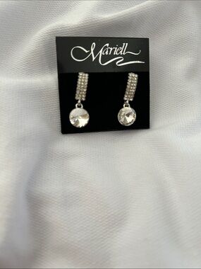Silver Crystal Drop Earrings - Clear Rhinestone Dangles